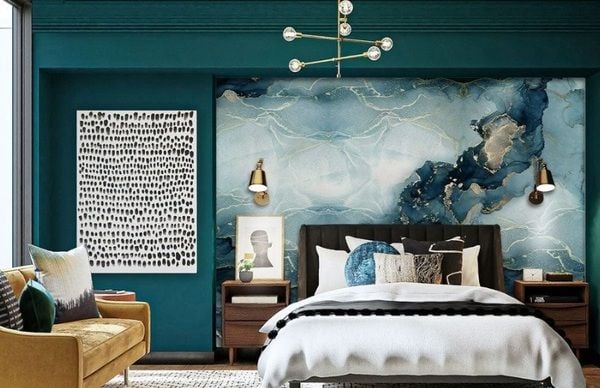 Xanh lục bảo trong phòng ngủ mang lại vẻ đẹp sang trọng và thanh lịch