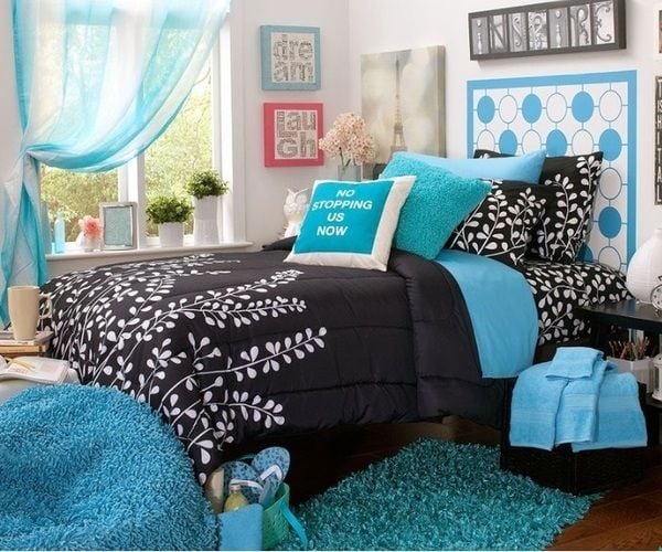 Mẫu phòng ngủ màu xanh ngọc phong cách trẻ trung, phá cách