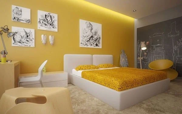 Màu vàng giúp tạo cảm thấy thư thái và làm căn phòng nổi bật hơn