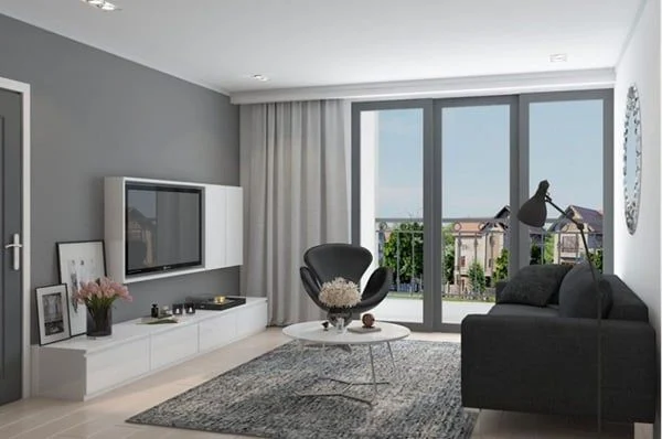 Mẫu nhà với màu xám chủ đạo cho gia chủ mệnh Kim